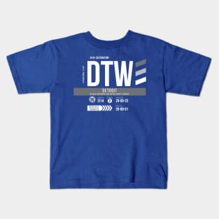 Vintage Detroit DTW Airport Code Travel Day Retro Air Travel Kids T-Shirt